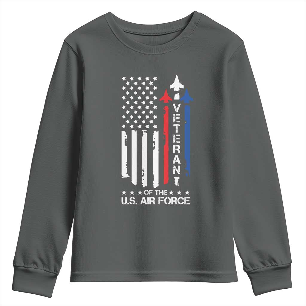 Air Force Veteran Youth Sweatshirt Vintage US Flag - Wonder Print Shop