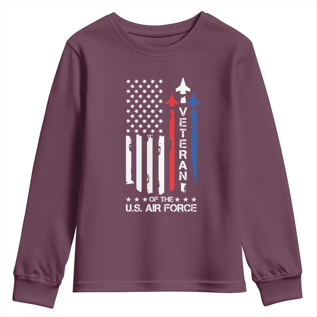 Air Force Veteran Youth Sweatshirt Vintage US Flag - Wonder Print Shop