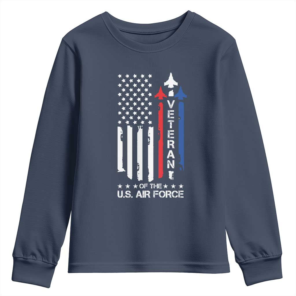 Air Force Veteran Youth Sweatshirt Vintage US Flag - Wonder Print Shop