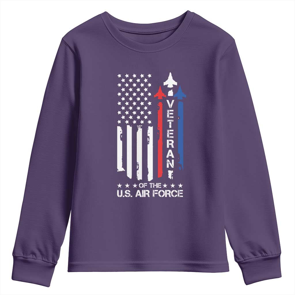 Air Force Veteran Youth Sweatshirt Vintage US Flag - Wonder Print Shop