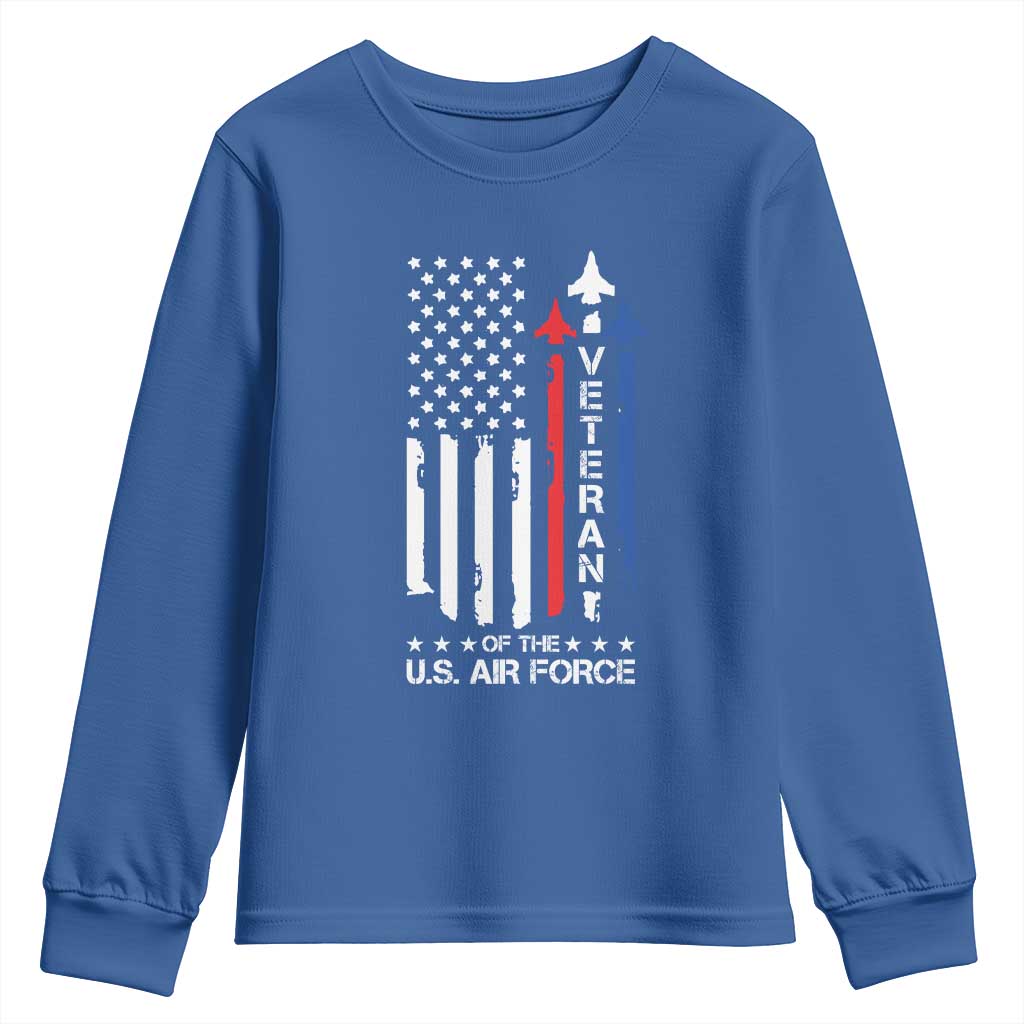 Air Force Veteran Youth Sweatshirt Vintage US Flag - Wonder Print Shop