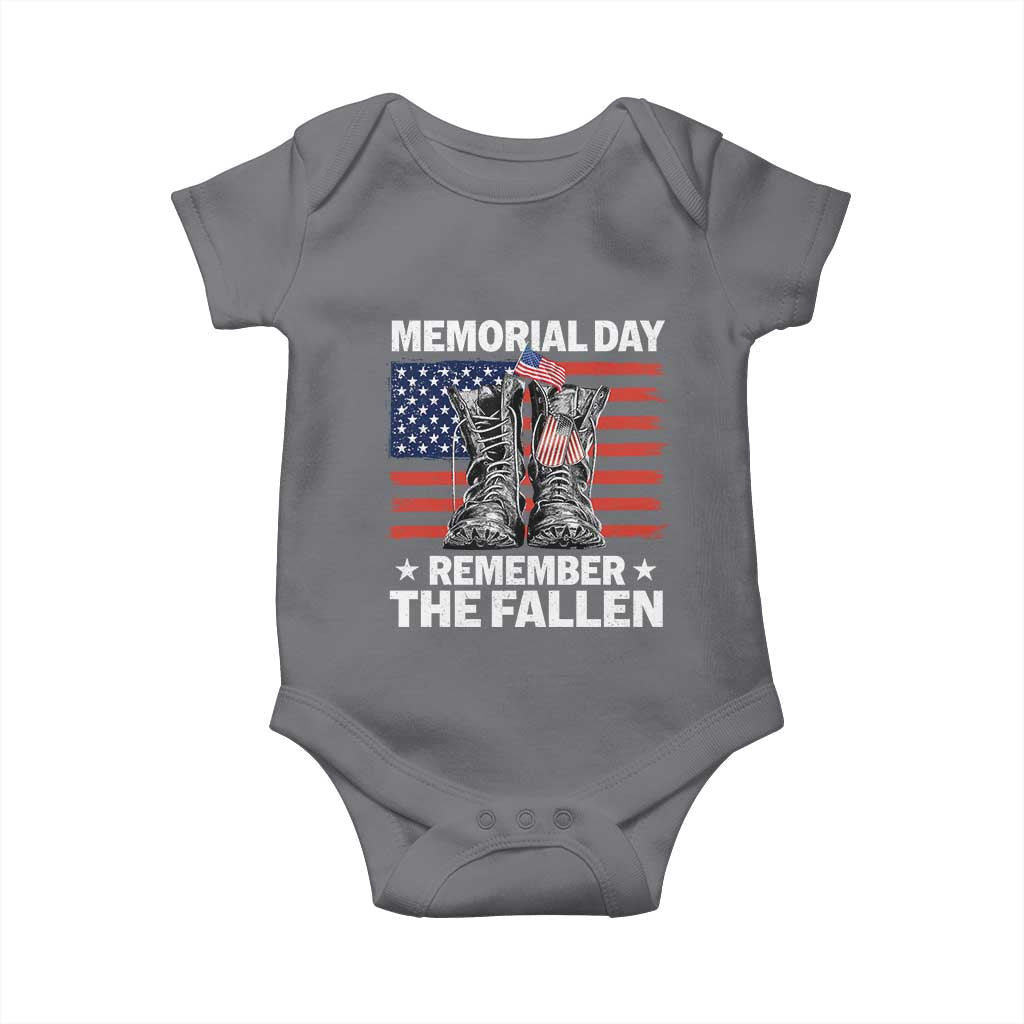Memorial Day Remember The Fallen Baby Onesie Veteran Military Vintage USA Flag - Wonder Print Shop