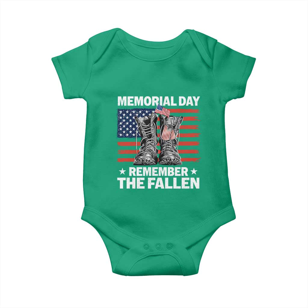 Memorial Day Remember The Fallen Baby Onesie Veteran Military Vintage USA Flag - Wonder Print Shop