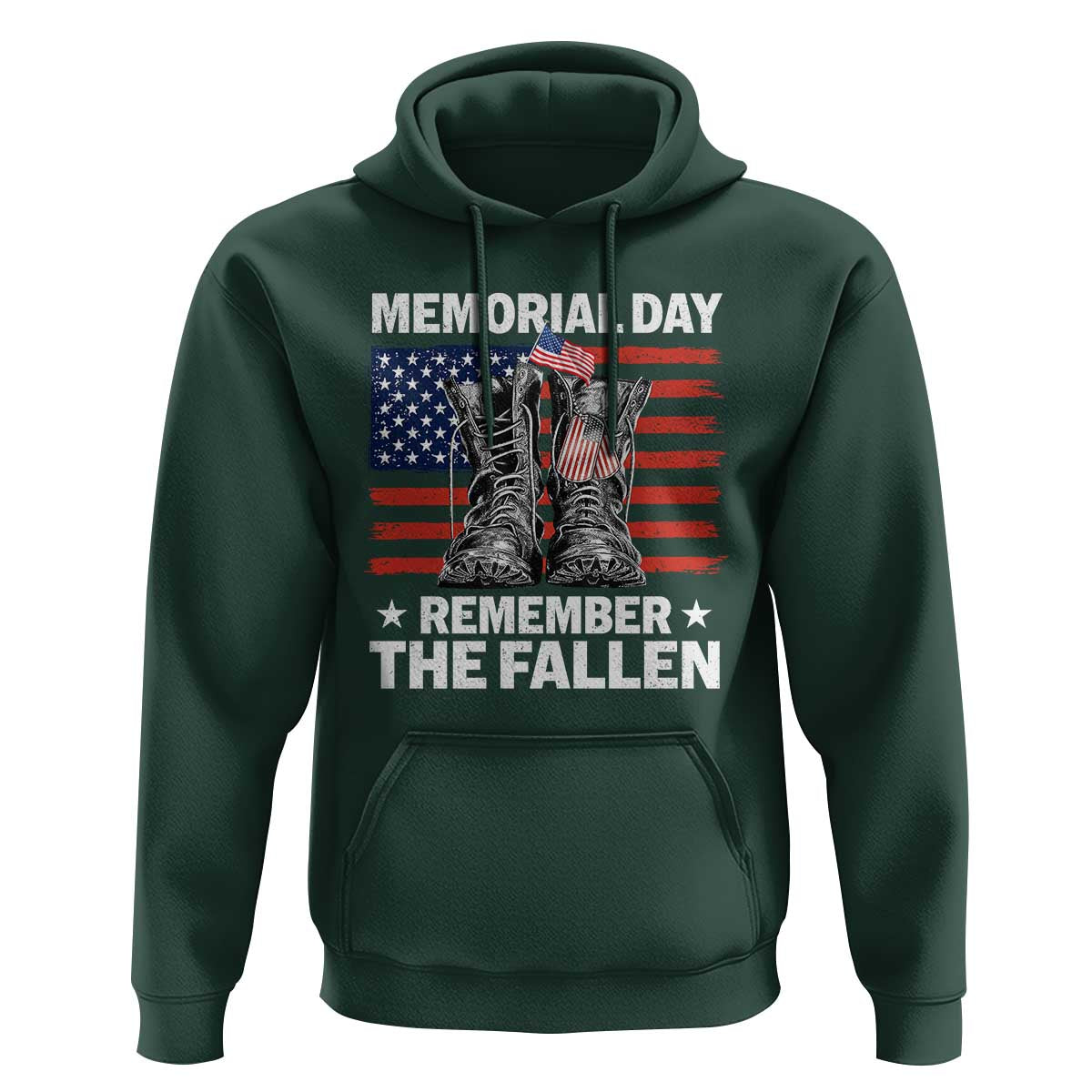 Memorial Day Remember The Fallen Hoodie Veteran Military Vintage USA Flag - Wonder Print Shop