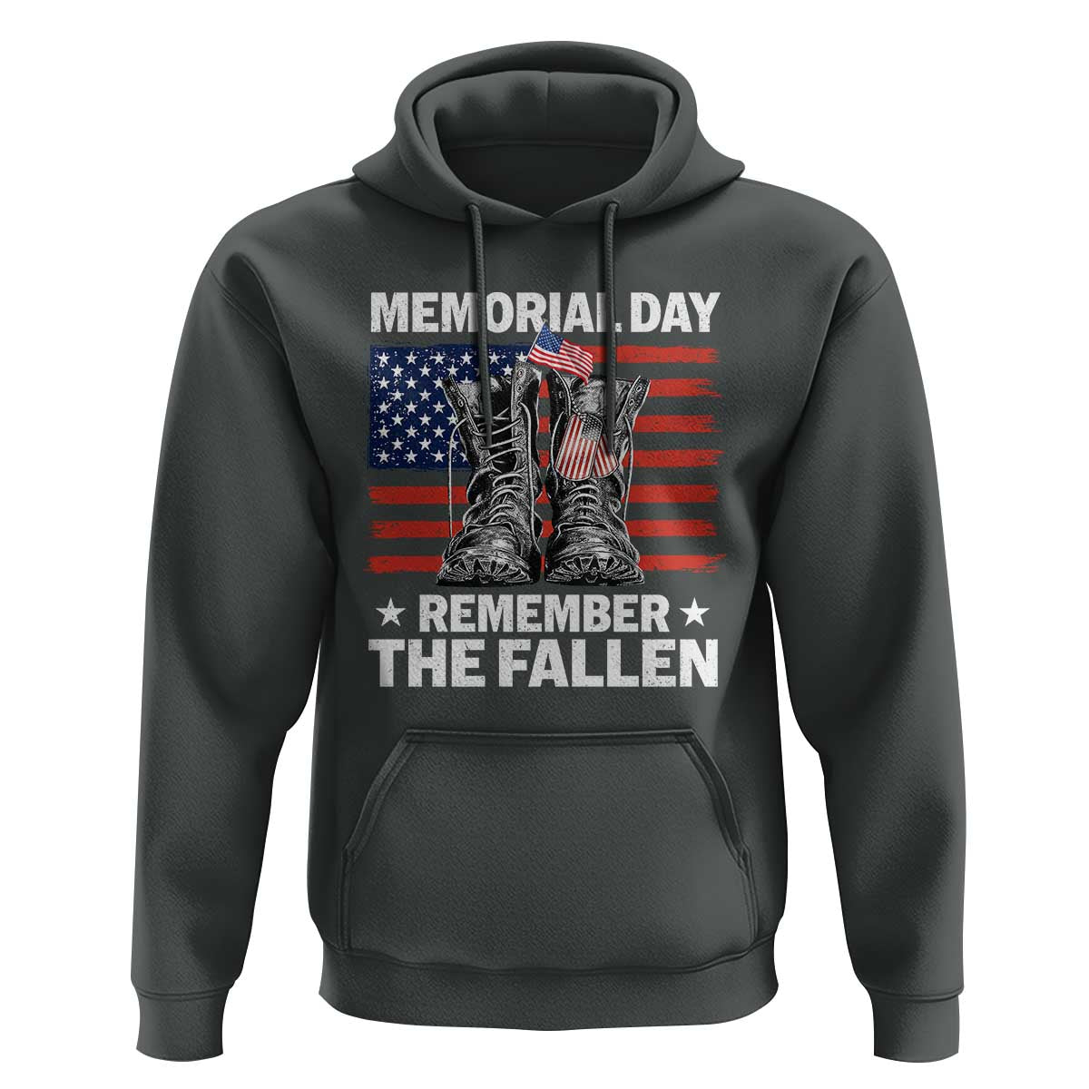 Memorial Day Remember The Fallen Hoodie Veteran Military Vintage USA Flag - Wonder Print Shop