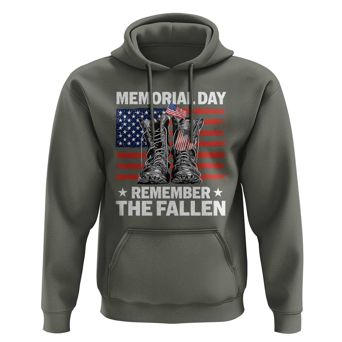 Memorial Day Remember The Fallen Hoodie Veteran Military Vintage USA Flag - Wonder Print Shop