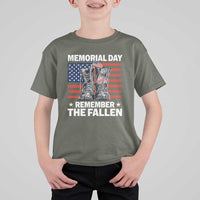 Memorial Day Remember The Fallen T Shirt For Kid Veteran Military Vintage USA Flag - Wonder Print Shop