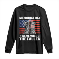 Memorial Day Remember The Fallen Long Sleeve Shirt Veteran Military Vintage USA Flag - Wonder Print Shop