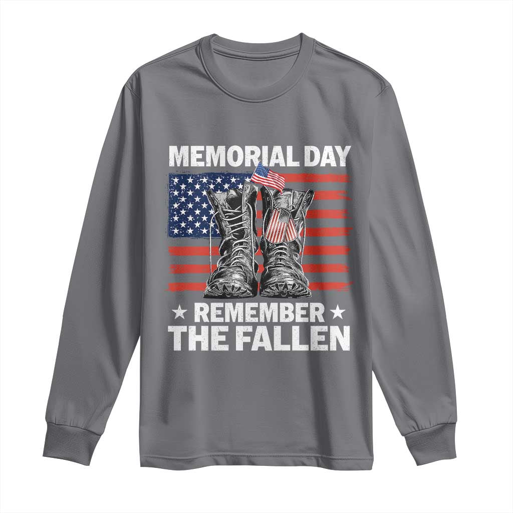 Memorial Day Remember The Fallen Long Sleeve Shirt Veteran Military Vintage USA Flag - Wonder Print Shop