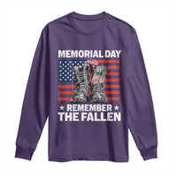 Memorial Day Remember The Fallen Long Sleeve Shirt Veteran Military Vintage USA Flag - Wonder Print Shop