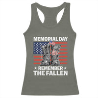 Memorial Day Remember The Fallen Racerback Tank Top Veteran Military Vintage USA Flag - Wonder Print Shop