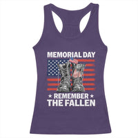 Memorial Day Remember The Fallen Racerback Tank Top Veteran Military Vintage USA Flag - Wonder Print Shop