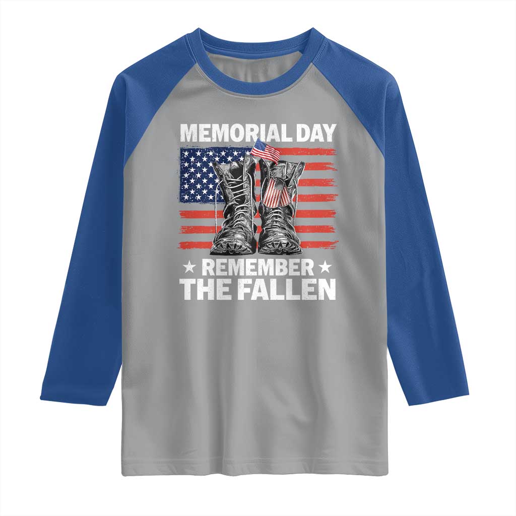 Memorial Day Remember The Fallen Raglan Shirt Veteran Military Vintage USA Flag - Wonder Print Shop