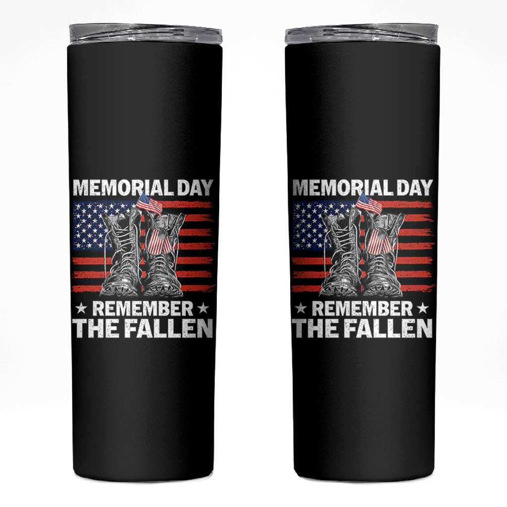 Memorial Day Remember The Fallen Skinny Tumbler Veteran Military Vintage USA Flag - Wonder Print Shop