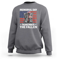 Memorial Day Remember The Fallen Sweatshirt Veteran Military Vintage USA Flag - Wonder Print Shop