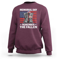 Memorial Day Remember The Fallen Sweatshirt Veteran Military Vintage USA Flag - Wonder Print Shop