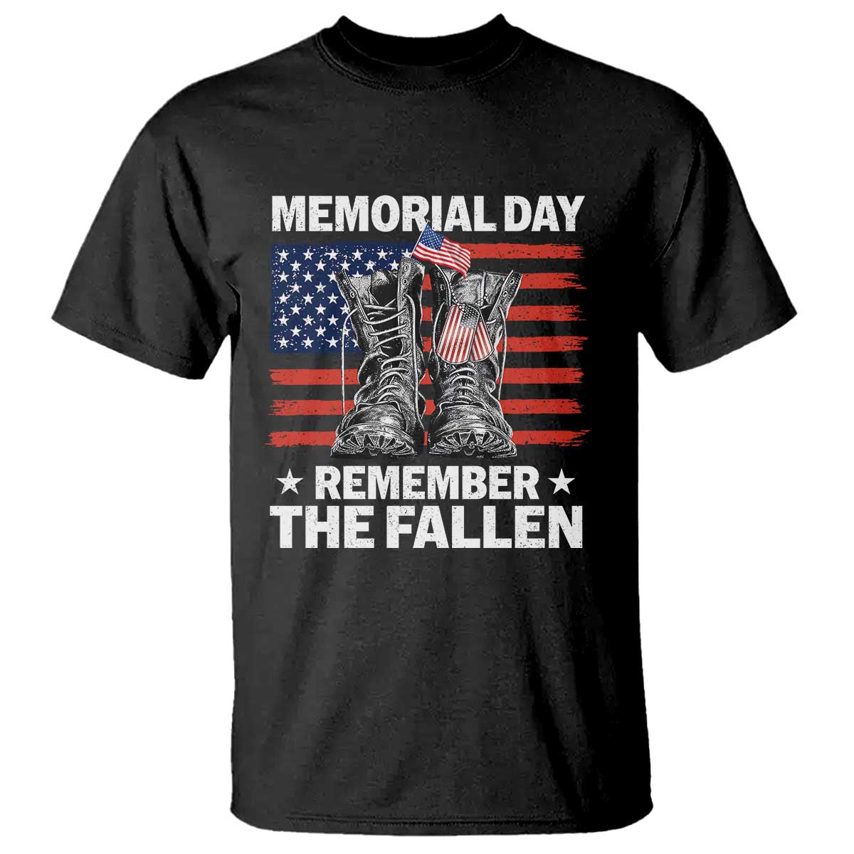 Memorial Day Remember The Fallen T Shirt Veteran Military Vintage USA Flag - Wonder Print Shop