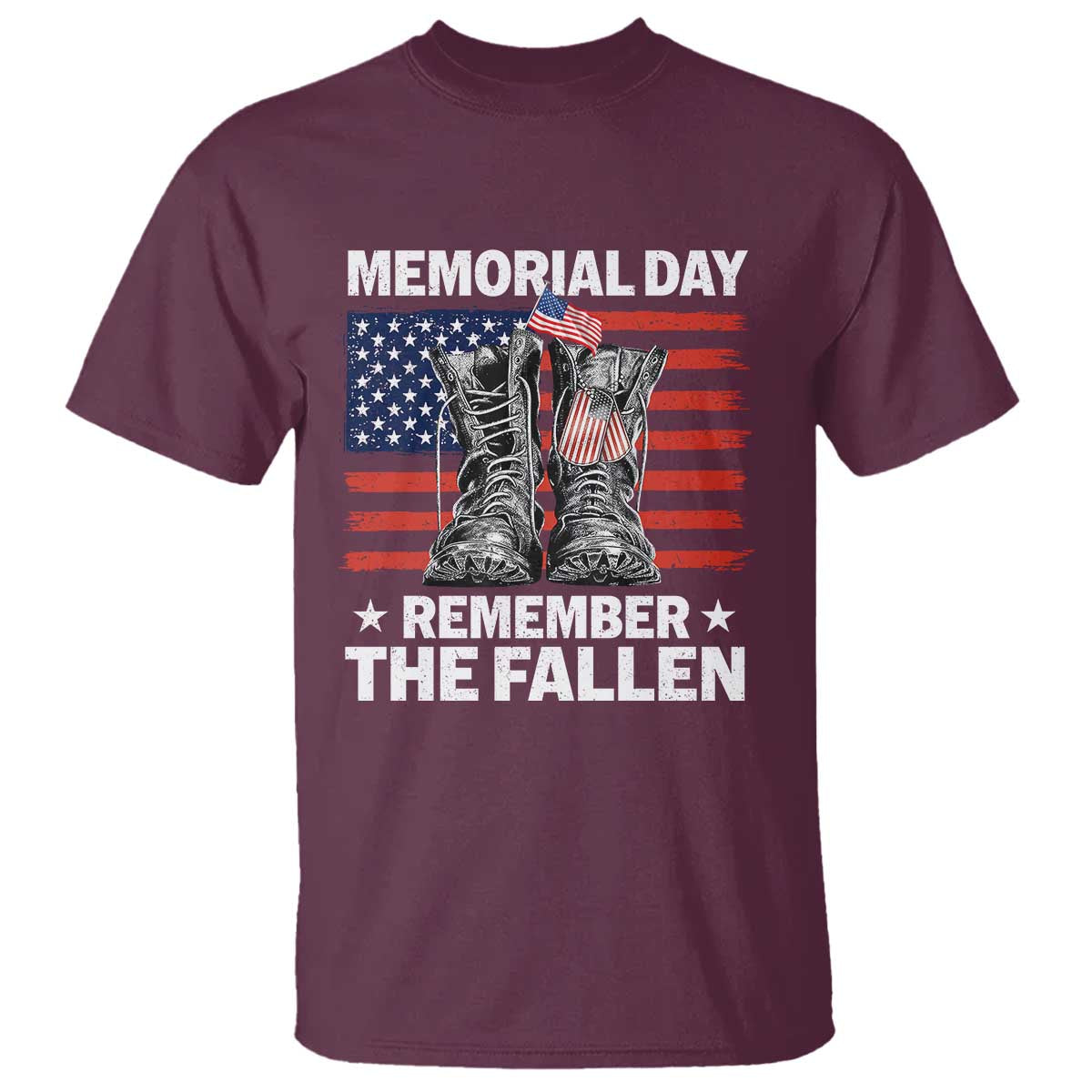 Memorial Day Remember The Fallen T Shirt Veteran Military Vintage USA Flag - Wonder Print Shop