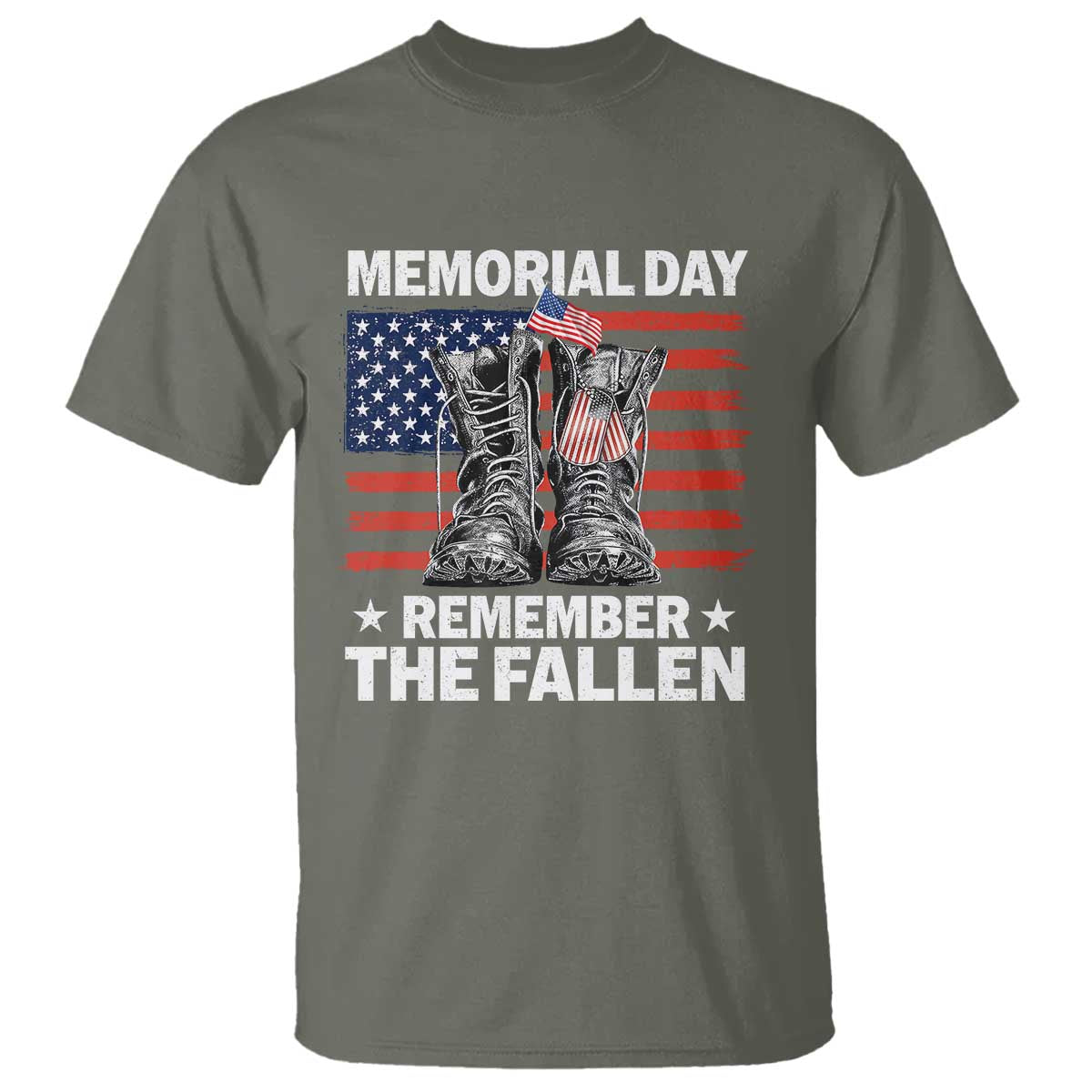 Memorial Day Remember The Fallen T Shirt Veteran Military Vintage USA Flag - Wonder Print Shop