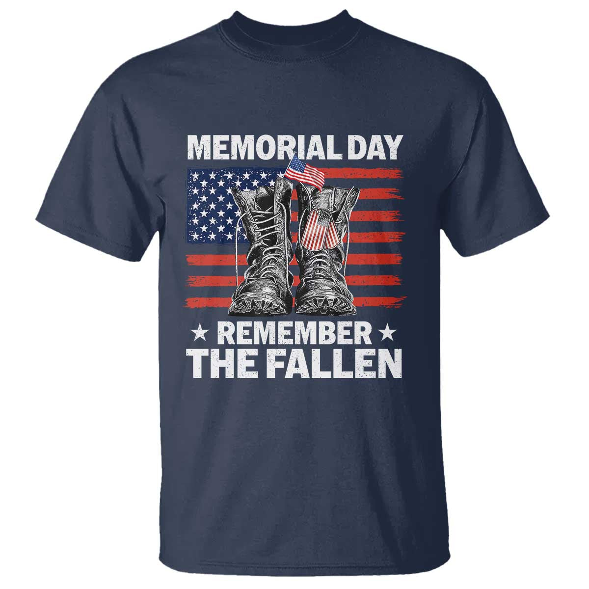 Memorial Day Remember The Fallen T Shirt Veteran Military Vintage USA Flag - Wonder Print Shop