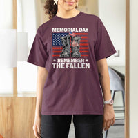 Memorial Day Remember The Fallen T Shirt For Women Veteran Military Vintage USA Flag - Wonder Print Shop