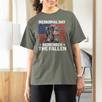 Memorial Day Remember The Fallen T Shirt For Women Veteran Military Vintage USA Flag - Wonder Print Shop