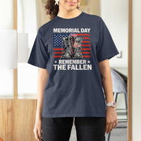 Memorial Day Remember The Fallen T Shirt For Women Veteran Military Vintage USA Flag - Wonder Print Shop