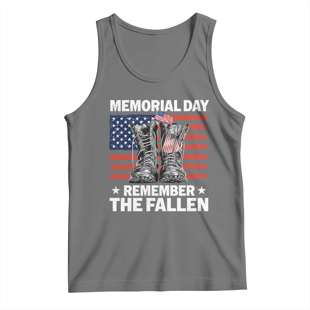 Memorial Day Remember The Fallen Tank Top Veteran Military Vintage USA Flag - Wonder Print Shop