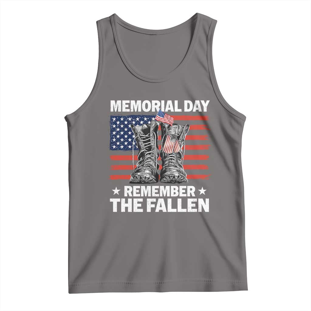 Memorial Day Remember The Fallen Tank Top Veteran Military Vintage USA Flag - Wonder Print Shop