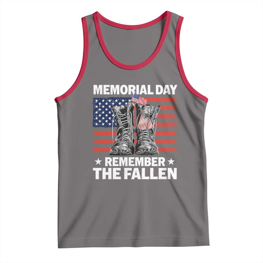 Memorial Day Remember The Fallen Tank Top Veteran Military Vintage USA Flag - Wonder Print Shop