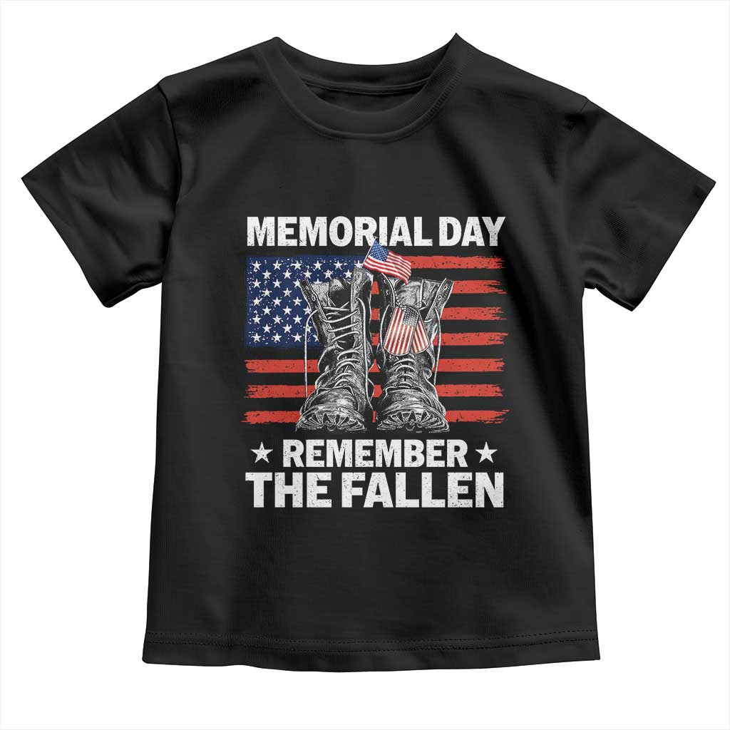 Memorial Day Remember The Fallen Toddler T Shirt Veteran Military Vintage USA Flag - Wonder Print Shop