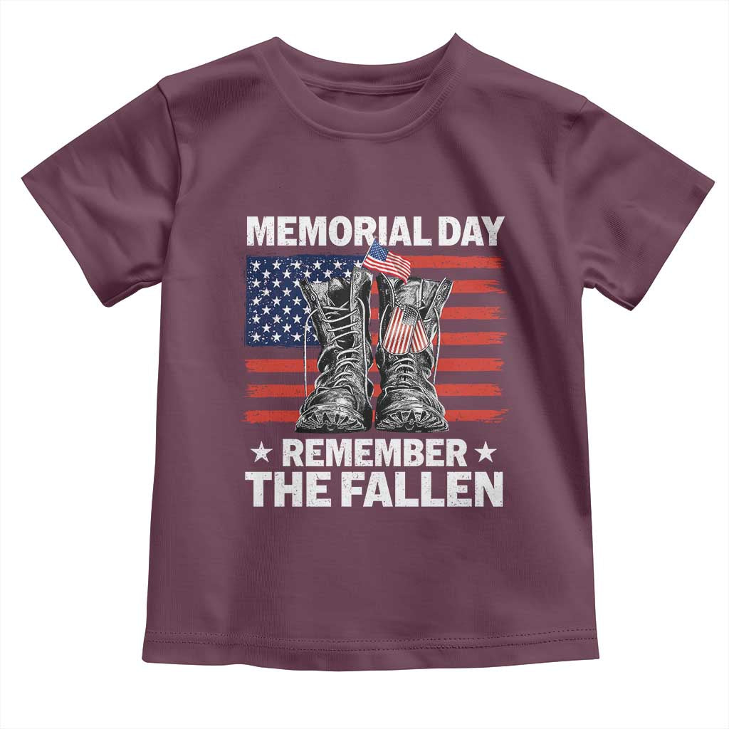Memorial Day Remember The Fallen Toddler T Shirt Veteran Military Vintage USA Flag - Wonder Print Shop
