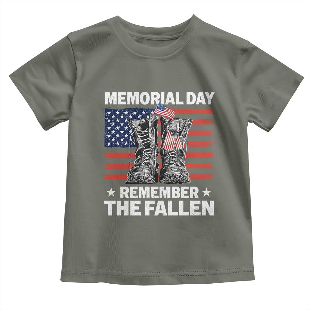 Memorial Day Remember The Fallen Toddler T Shirt Veteran Military Vintage USA Flag - Wonder Print Shop
