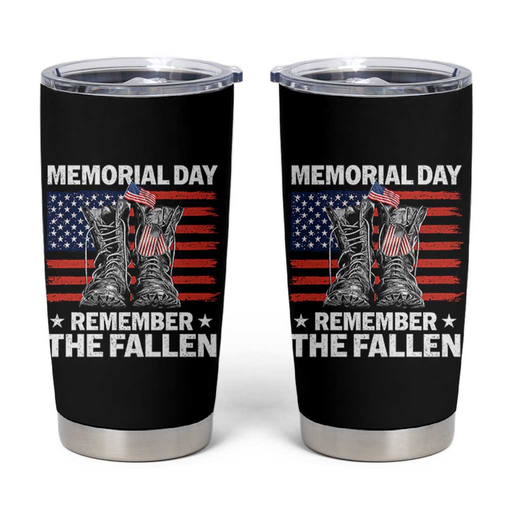 Memorial Day Remember The Fallen Tumbler Cup Veteran Military Vintage USA Flag - Wonder Print Shop
