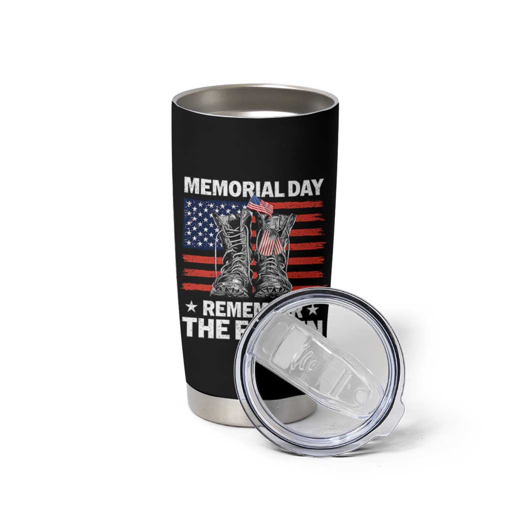 Memorial Day Remember The Fallen Tumbler Cup Veteran Military Vintage USA Flag - Wonder Print Shop