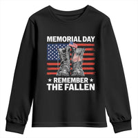 Memorial Day Remember The Fallen Youth Sweatshirt Veteran Military Vintage USA Flag - Wonder Print Shop