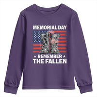 Memorial Day Remember The Fallen Youth Sweatshirt Veteran Military Vintage USA Flag - Wonder Print Shop