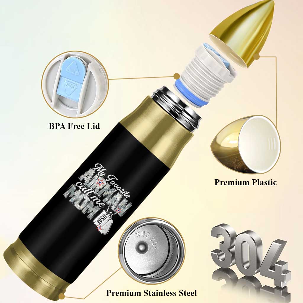 Proud Air Force Family Bullet Tumbler My Favorite Airman Calls Me Mom - Wonder Print Shop