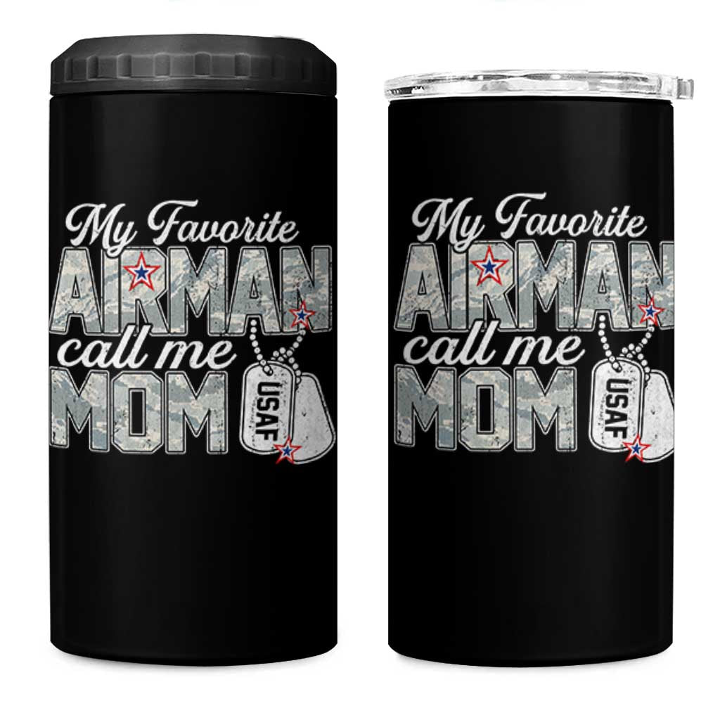 Proud Air Force Family 4 in 1 Can Cooler Tumbler My Favorite Airman Calls Me Mom - Wonder Print Shop