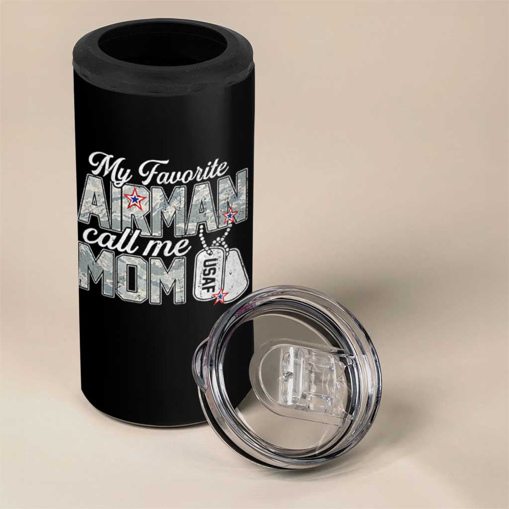 Proud Air Force Family 4 in 1 Can Cooler Tumbler My Favorite Airman Calls Me Mom - Wonder Print Shop