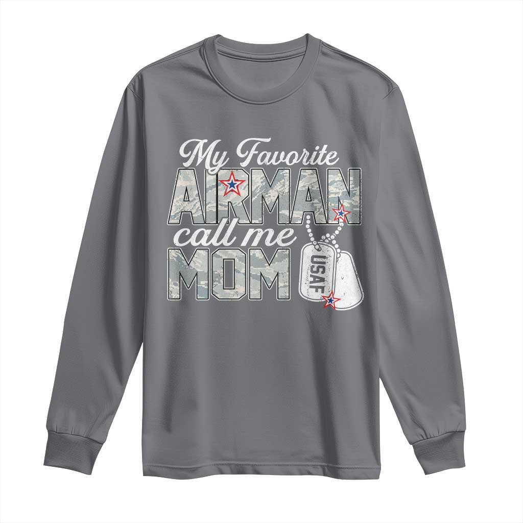 Proud Air Force Family Long Sleeve Shirt My Favorite Airman Calls Me Mom - Wonder Print Shop