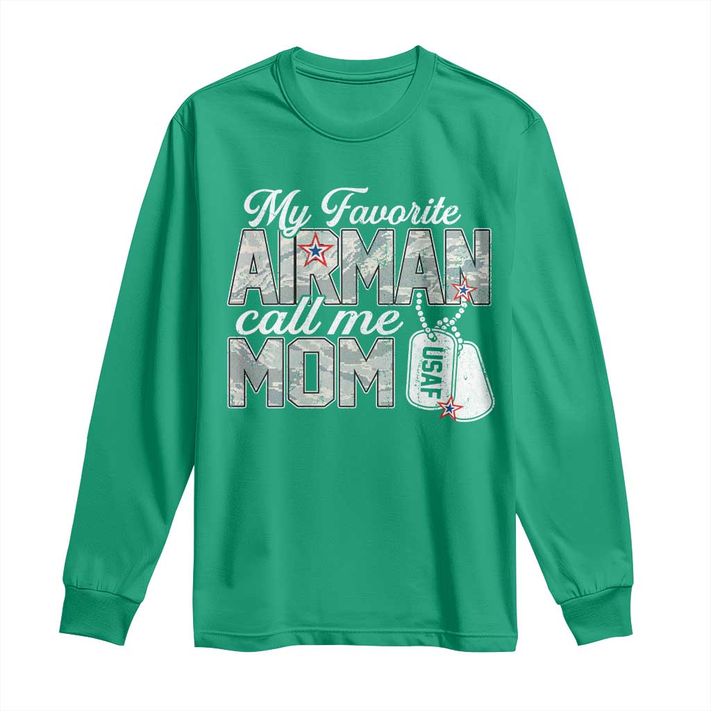 Proud Air Force Family Long Sleeve Shirt My Favorite Airman Calls Me Mom - Wonder Print Shop