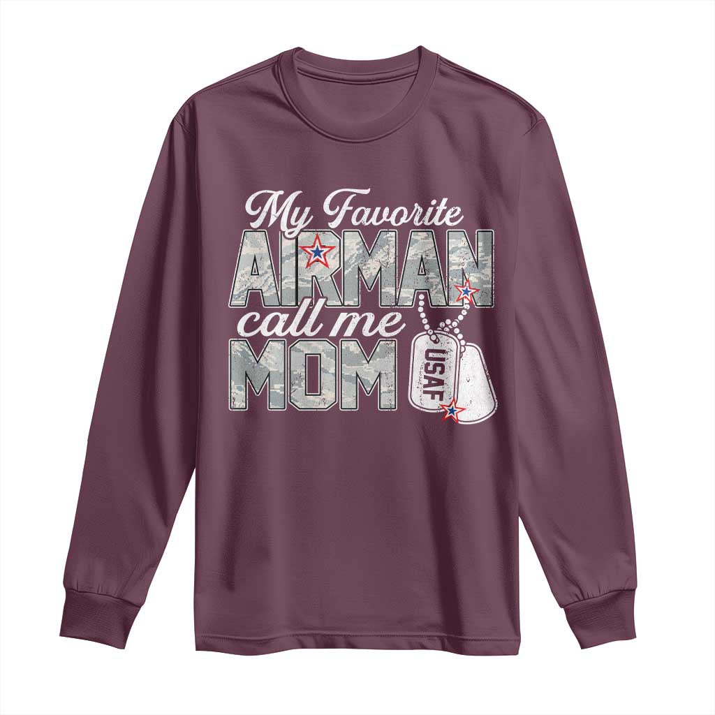 Proud Air Force Family Long Sleeve Shirt My Favorite Airman Calls Me Mom - Wonder Print Shop