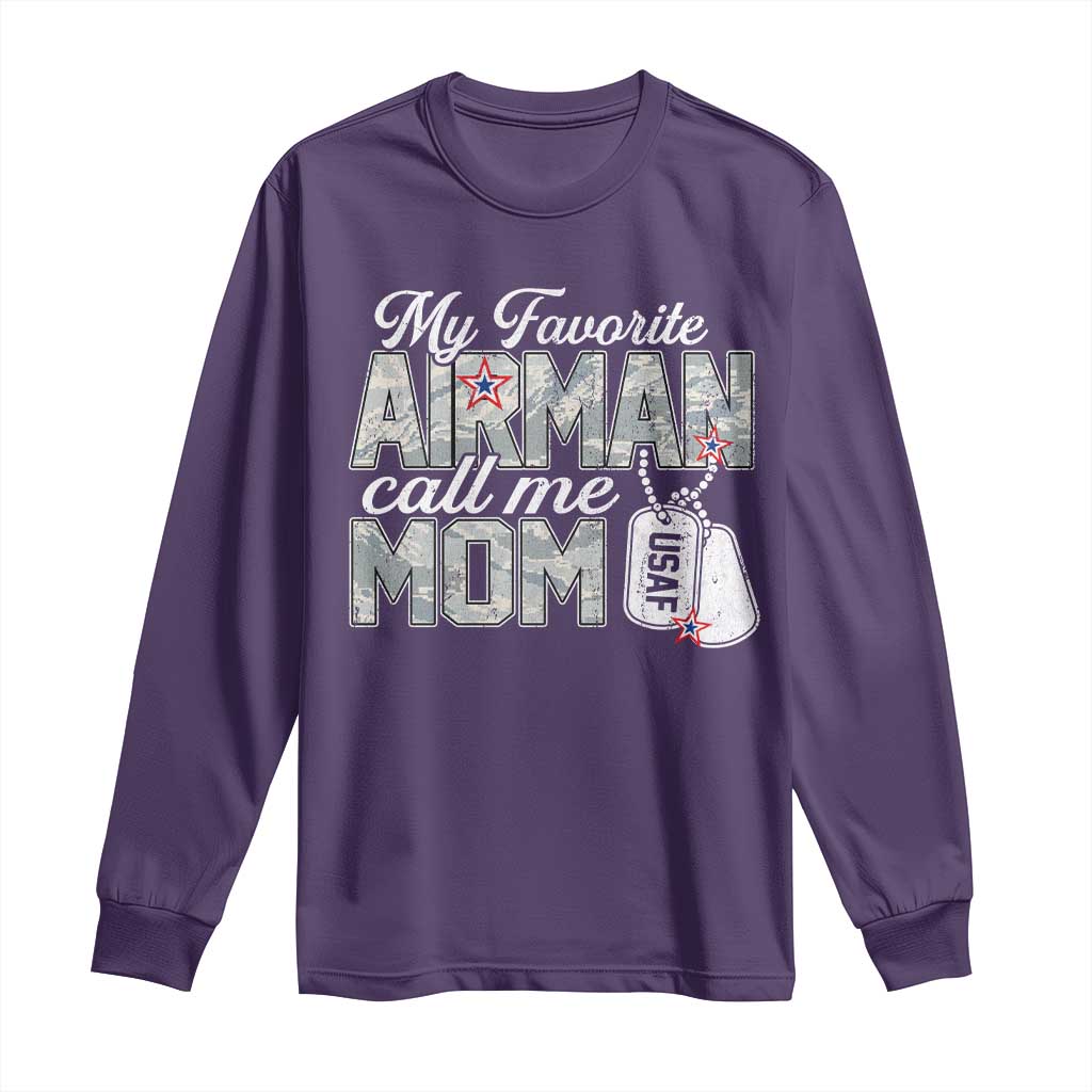 Proud Air Force Family Long Sleeve Shirt My Favorite Airman Calls Me Mom - Wonder Print Shop