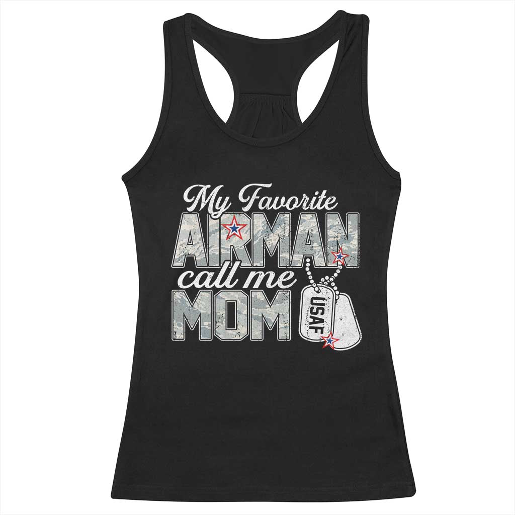 Proud Air Force Family Racerback Tank Top My Favorite Airman Calls Me Mom - Wonder Print Shop