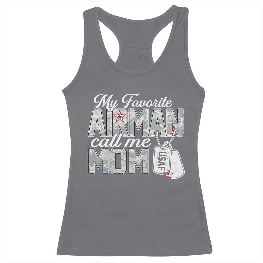 Proud Air Force Family Racerback Tank Top My Favorite Airman Calls Me Mom - Wonder Print Shop