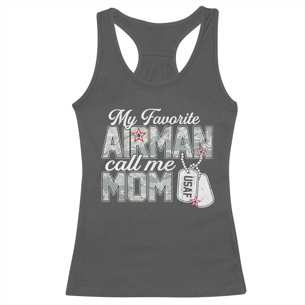 Proud Air Force Family Racerback Tank Top My Favorite Airman Calls Me Mom - Wonder Print Shop