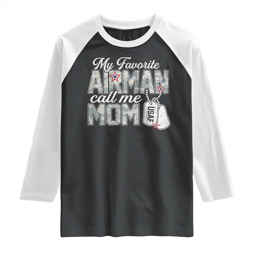 Proud Air Force Family Raglan Shirt My Favorite Airman Calls Me Mom - Wonder Print Shop