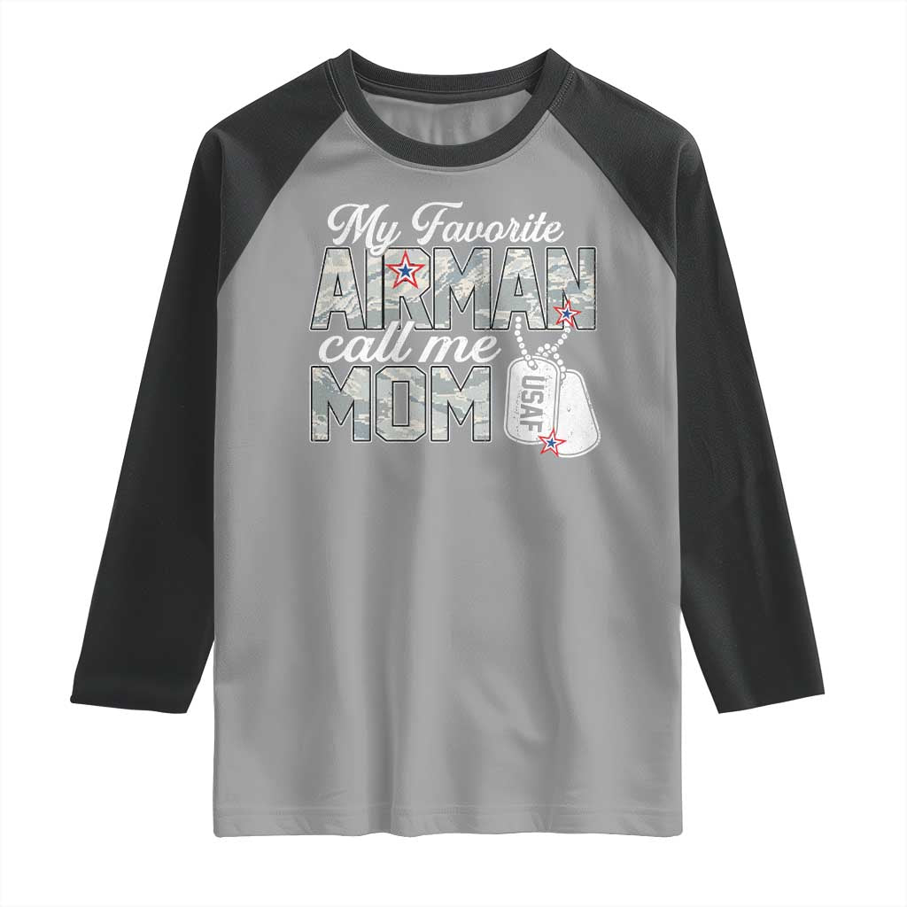 Proud Air Force Family Raglan Shirt My Favorite Airman Calls Me Mom - Wonder Print Shop