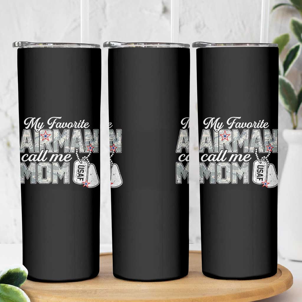 Proud Air Force Family Skinny Tumbler My Favorite Airman Calls Me Mom - Wonder Print Shop